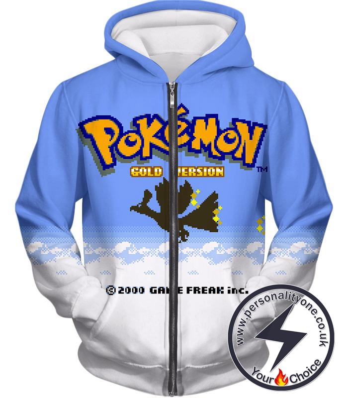 Pokemon Super Cool Pokemon Gold Version Game Promo Zip Up Hoodie